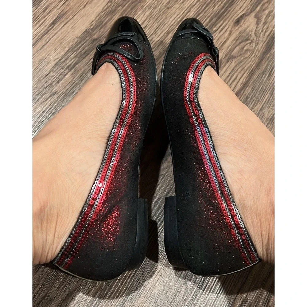Chanel ballet flats Shoes Suede Color Ruby Glitter Patent size 36 Italy G5091